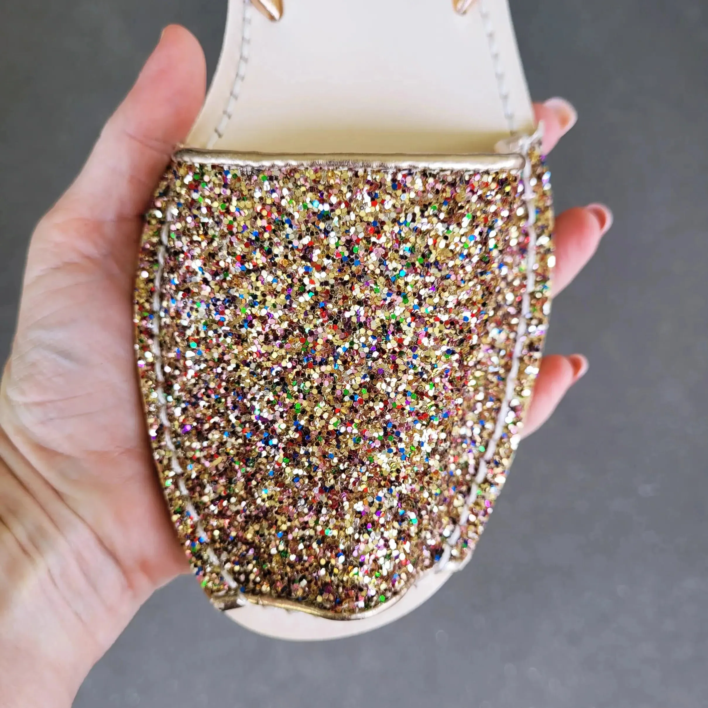 Multi Glitter & Rose Gold Avarca Sandals