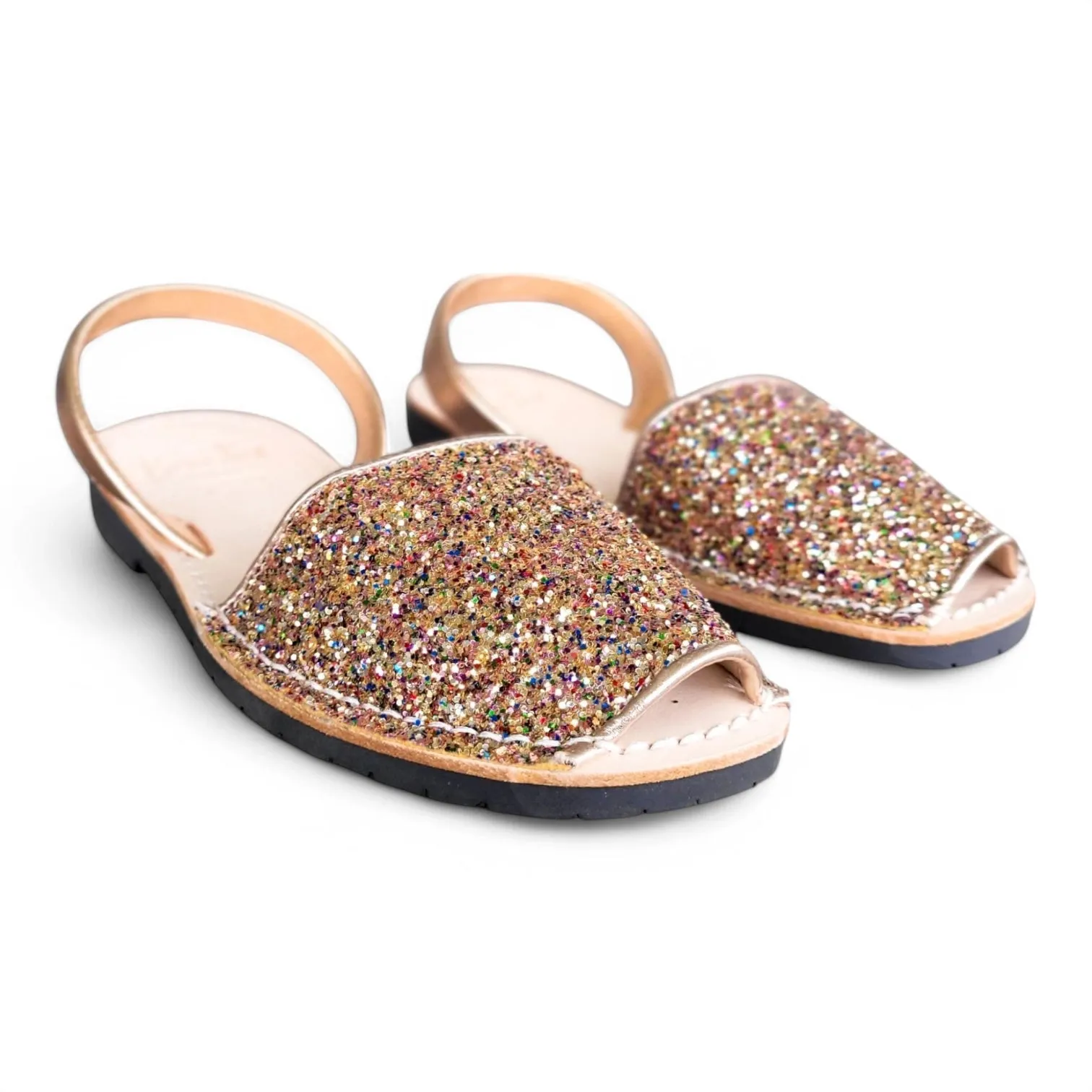 Multi Glitter & Rose Gold Avarca Sandals