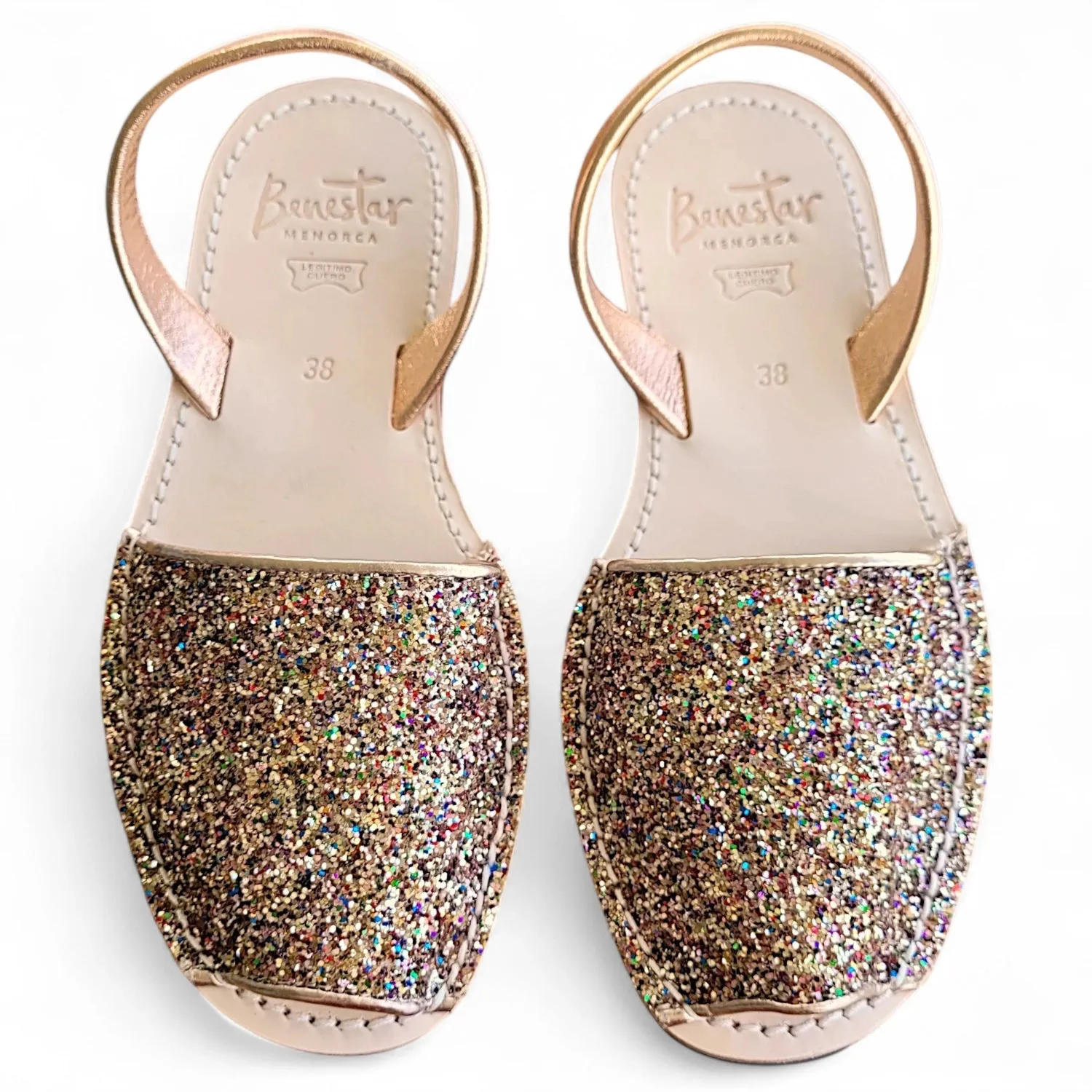 Multi Glitter & Rose Gold Avarca Sandals