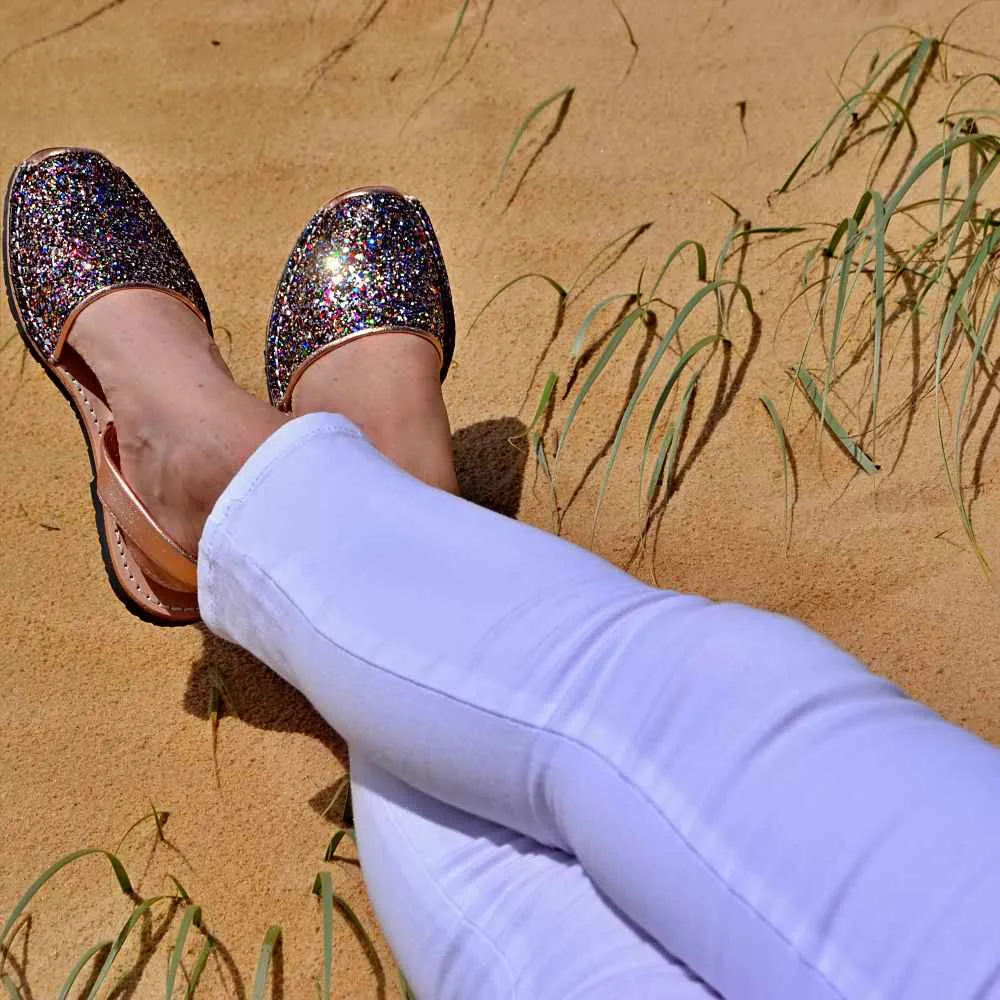 Multi Glitter & Rose Gold Avarca Sandals
