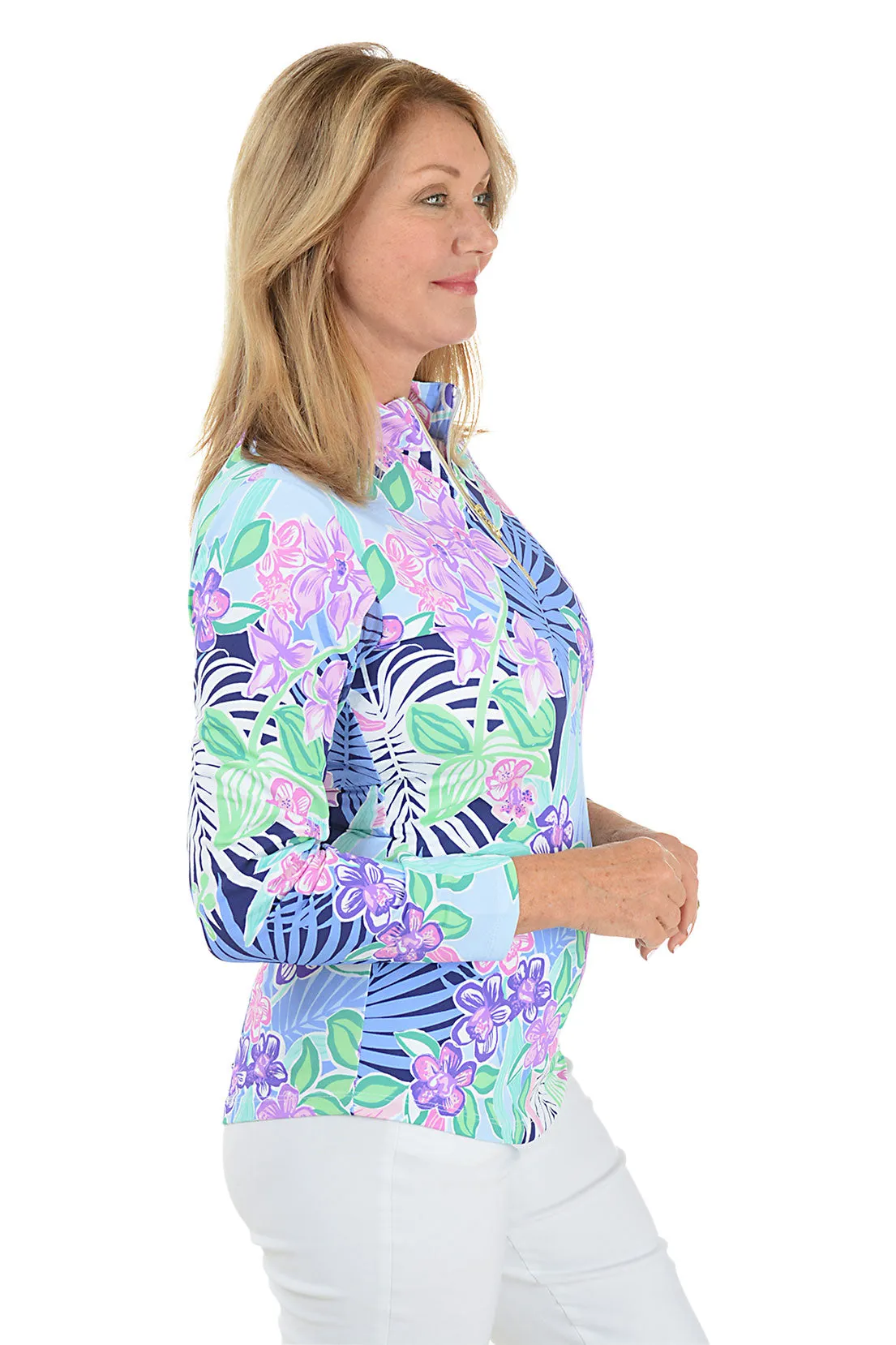 Navy Island Floral UPF50  Sun Shirt