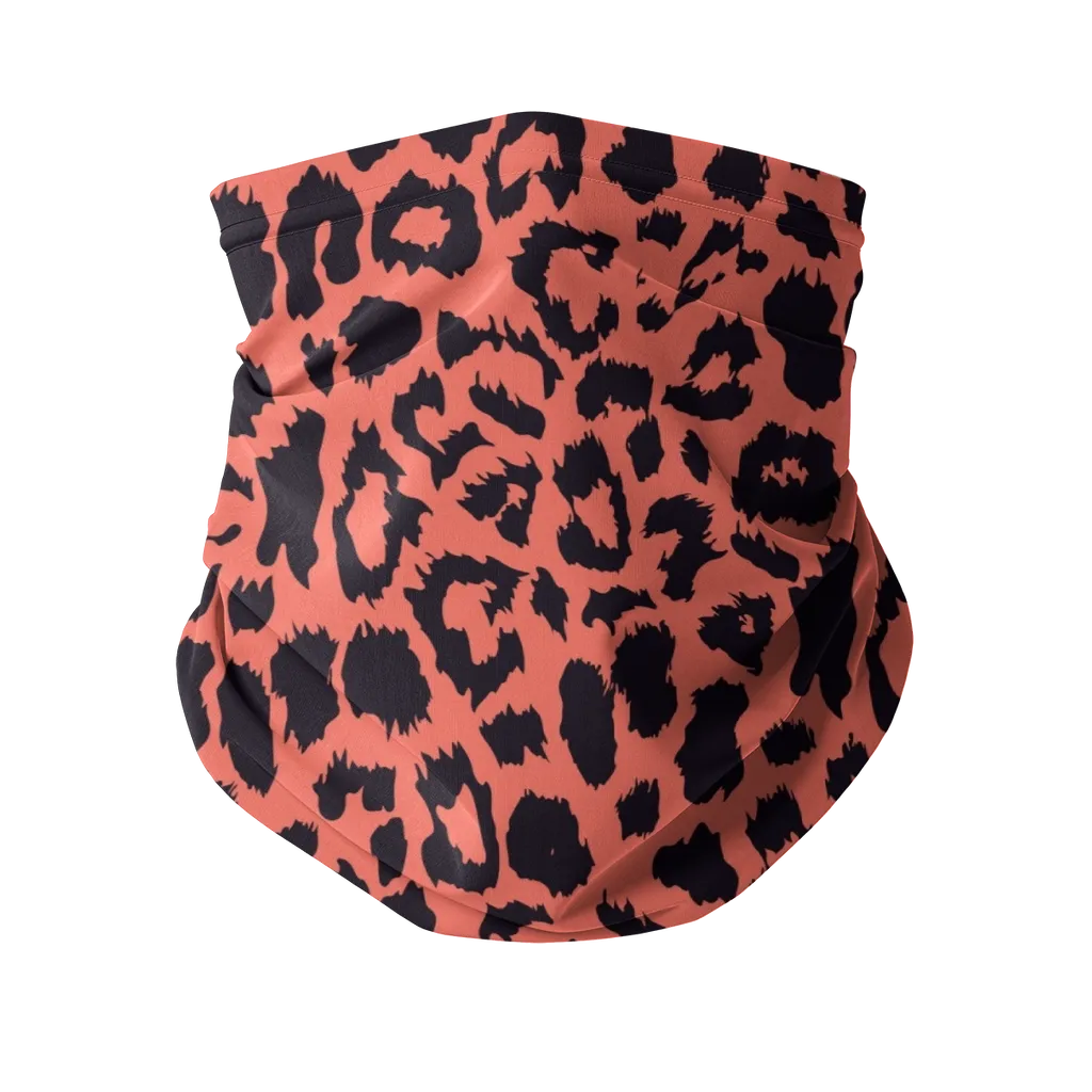 Neon Peach Leopard Spot Sublimation Neck Gaiter