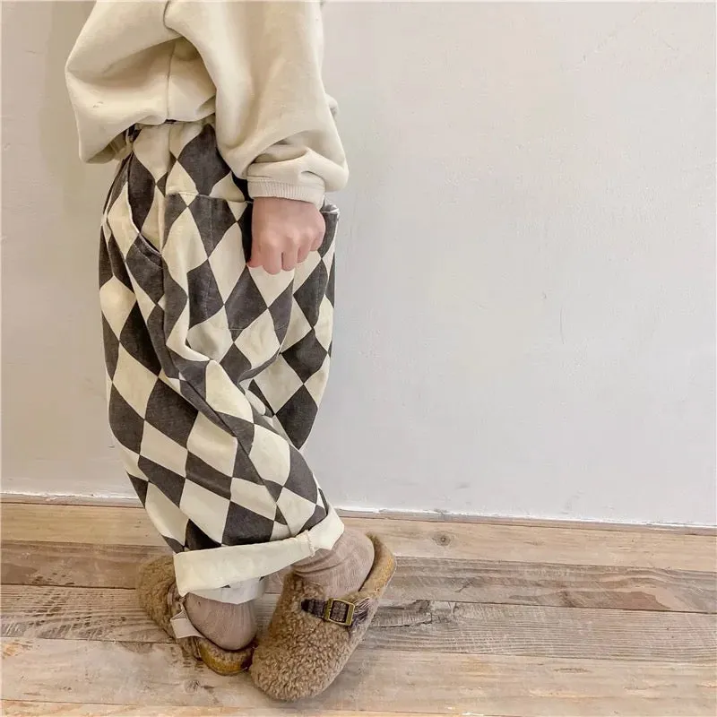 Neve Diamond Checkerboard Jeans (Charcoal)