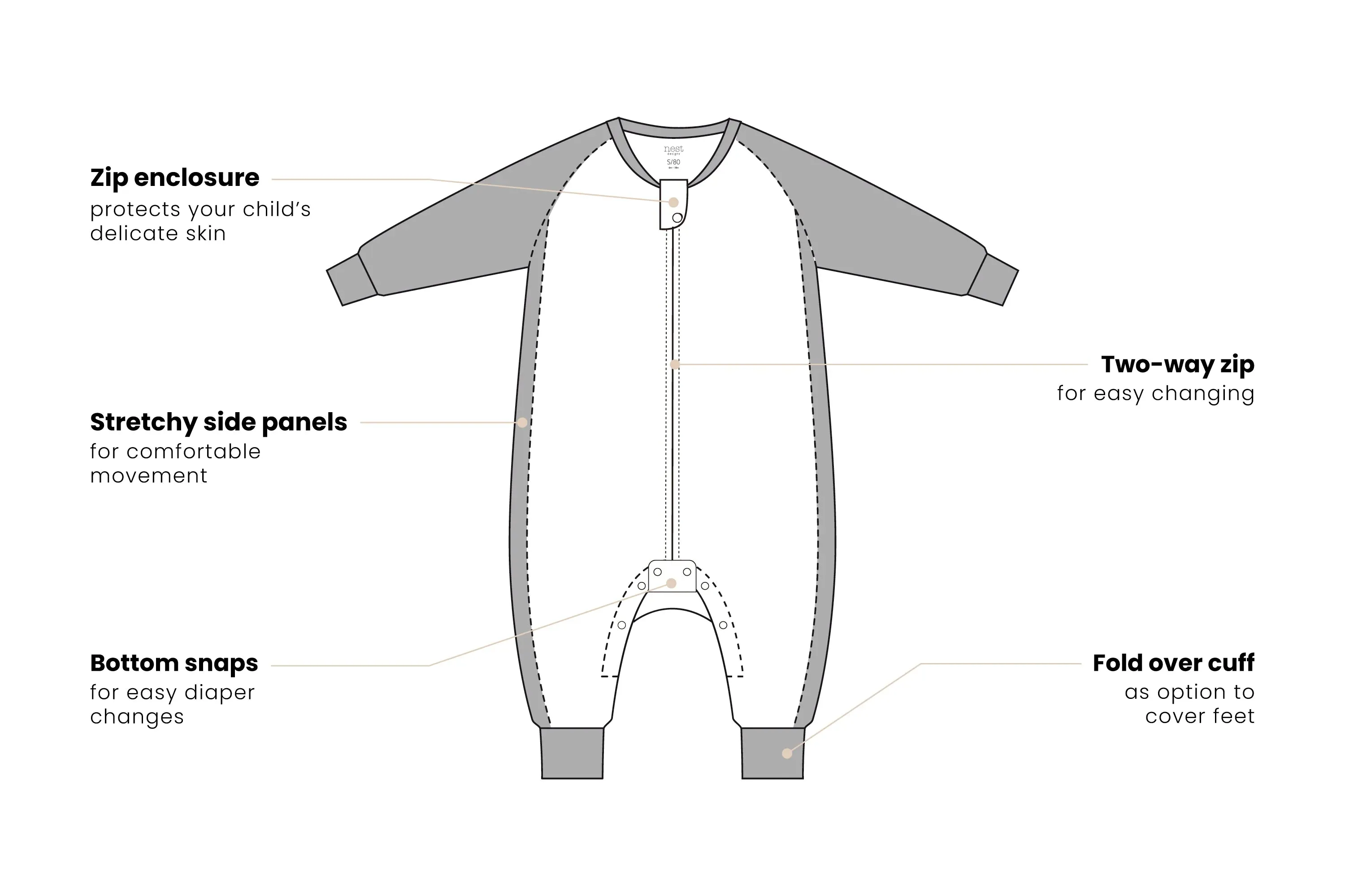 NEW Raglan Long Sleeve Footed Sleep Bag 2.5 TOG (Bamboo) - Cheetah Party - 6 months to 18 months! Retails $72 