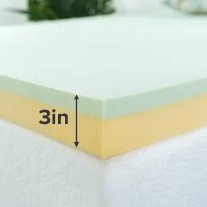 New Zinus 3 Inch Green Tea Memory Foam Mattress Topper, Full/Double! Comes compressed rolled in box for easy transport!