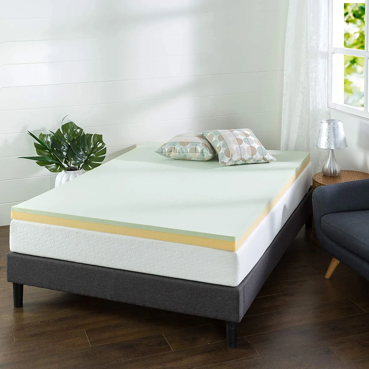 New Zinus 3 Inch Green Tea Memory Foam Mattress Topper, Full/Double! Comes compressed rolled in box for easy transport!
