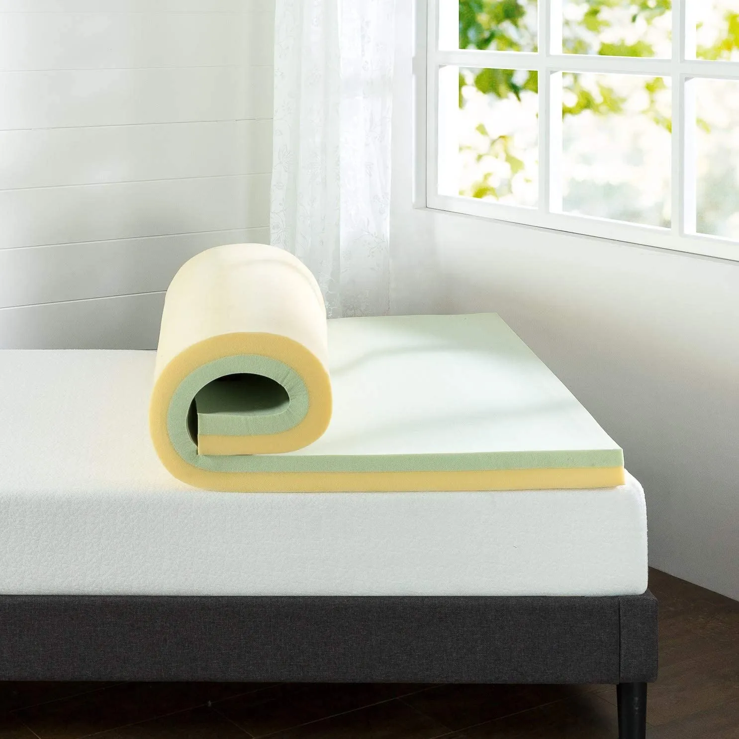 New Zinus 3 Inch Green Tea Memory Foam Mattress Topper, Full/Double! Comes compressed rolled in box for easy transport!