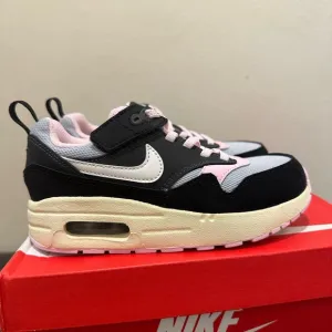NIB Little Kid Nike Air Max 1 Low DZ3308 004 Black/Anthracite/Pink /Summit