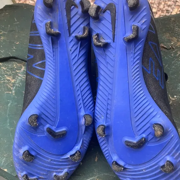 Nike Mercurial Black and Blue Cleats Youth Size