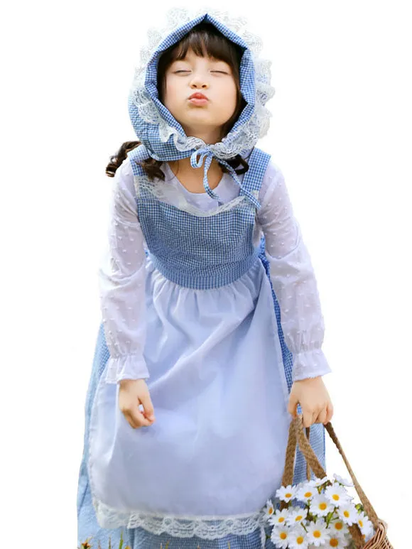 Parent-child Lace Lolita OP Dress Blue Long Sleeves Lolita One Piece Dresses