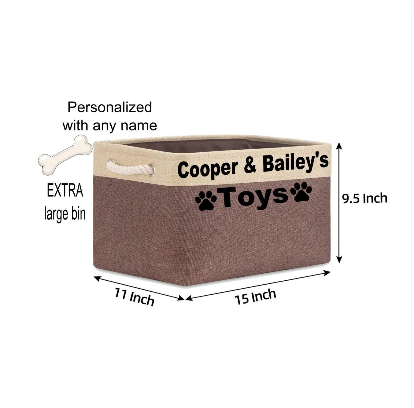 Personalized Foldable Pet Toy Storage Basket