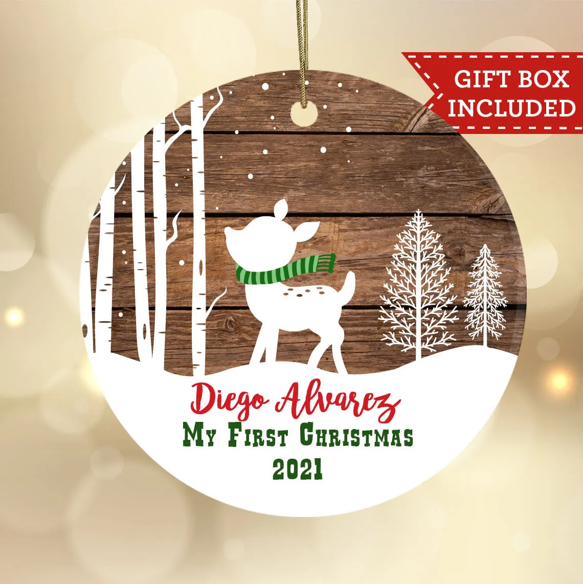 Personalized My First Christmas Ornament - Fawn