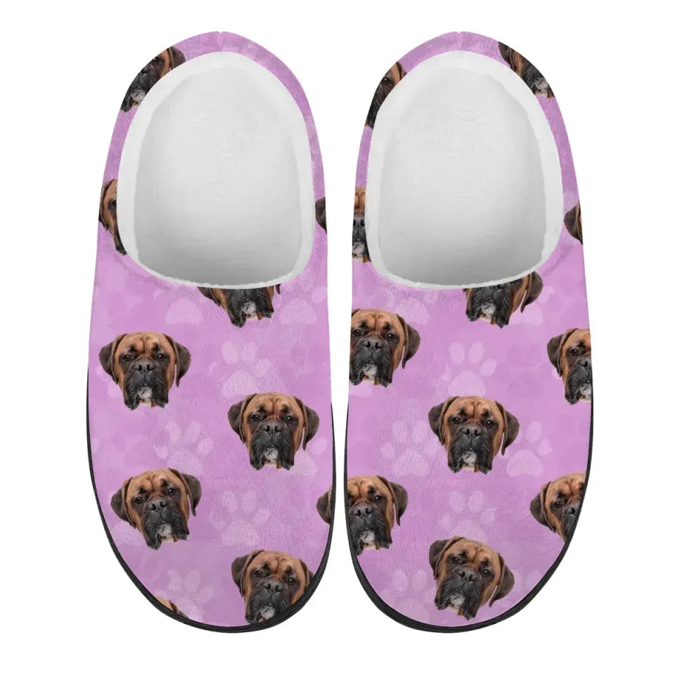Personalized Photo Pet Slippers, Custom Unisex Plush Slippers, Gift For Pet Owners, Pet Lovers