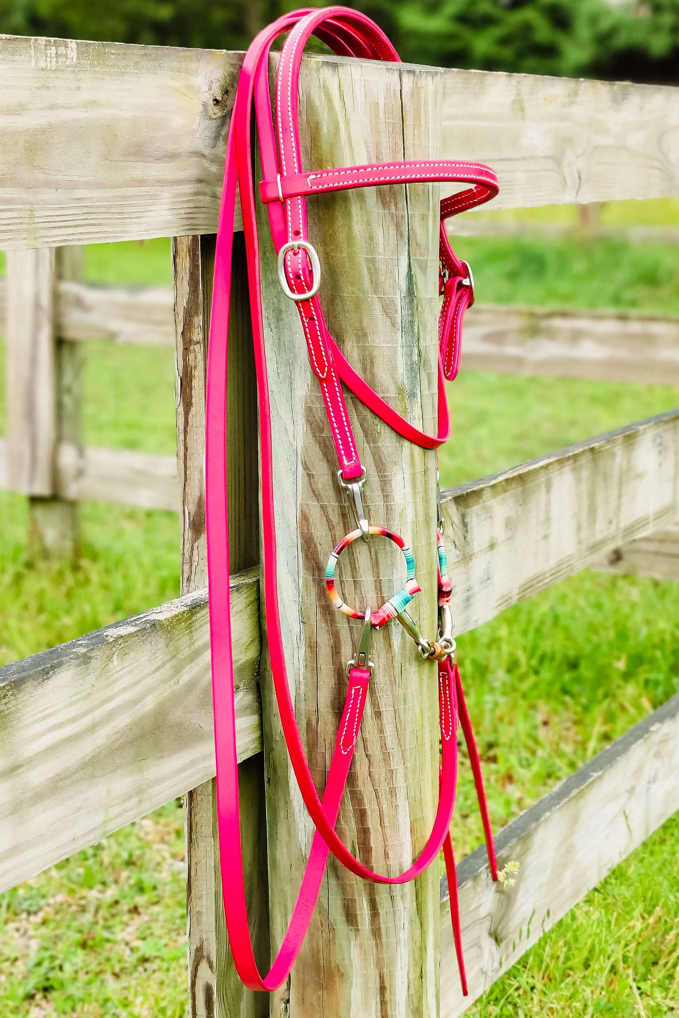 Pink Leather Quick Change Working Headstall