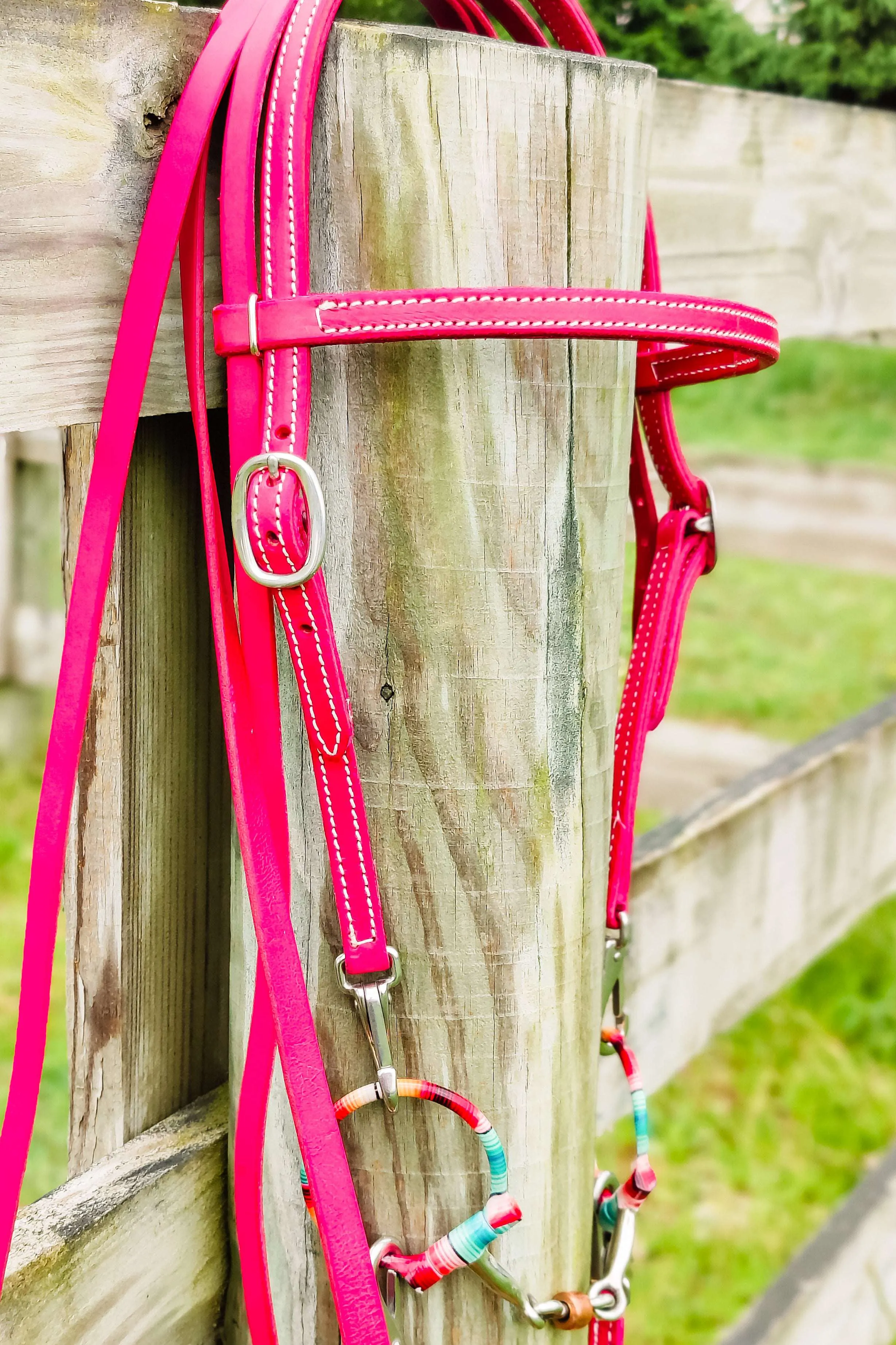 Pink Leather Quick Change Working Headstall