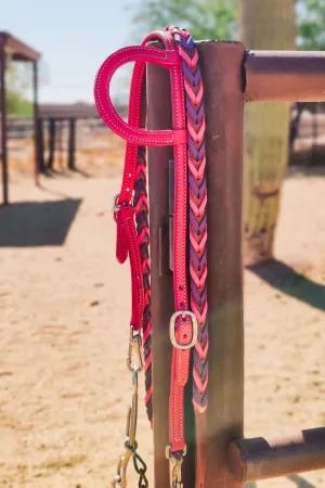 Pink Leather Quick Change Working Headstall
