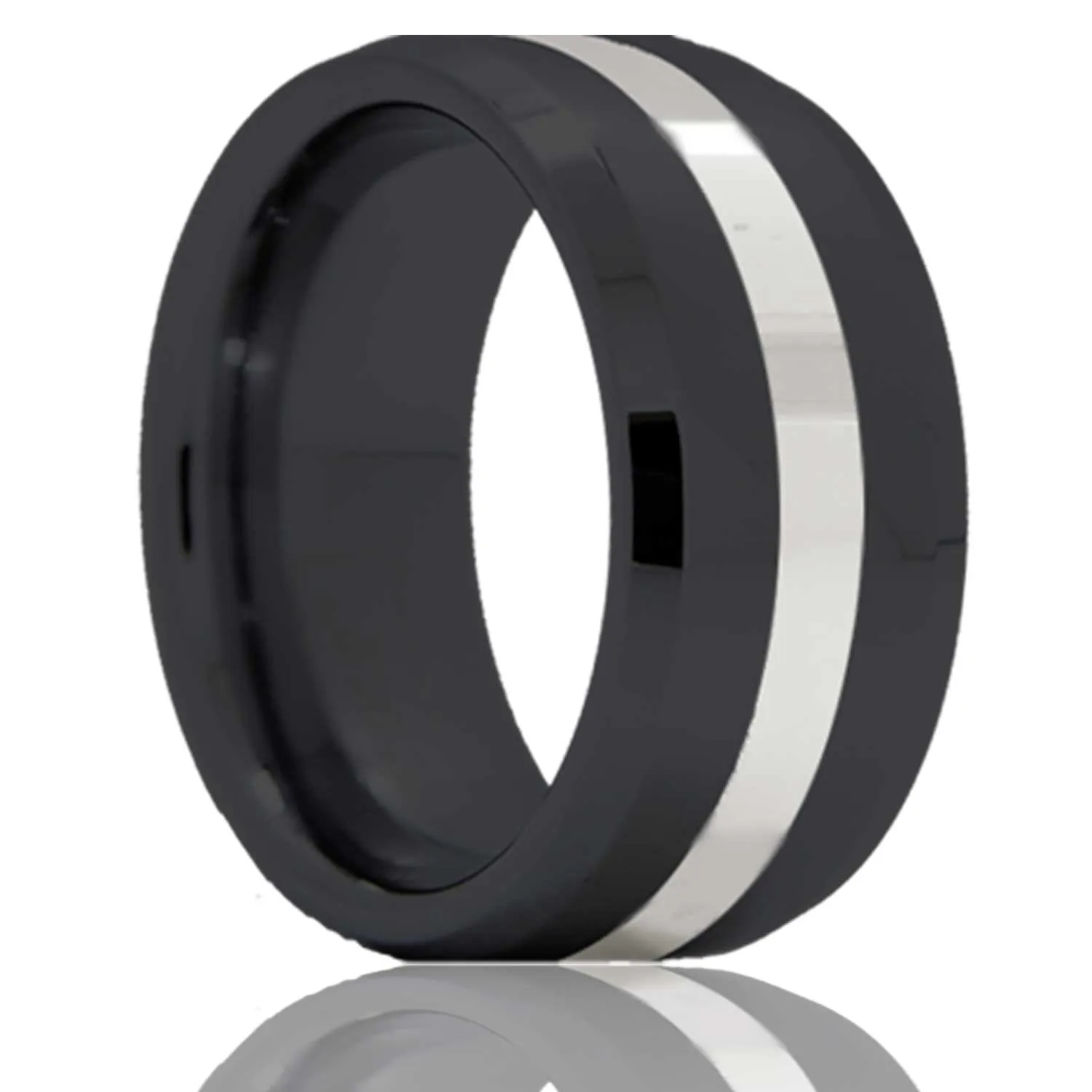 Platinum Inlay Back Zirconium Ring