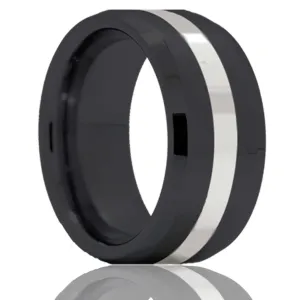 Platinum Inlay Back Zirconium Ring