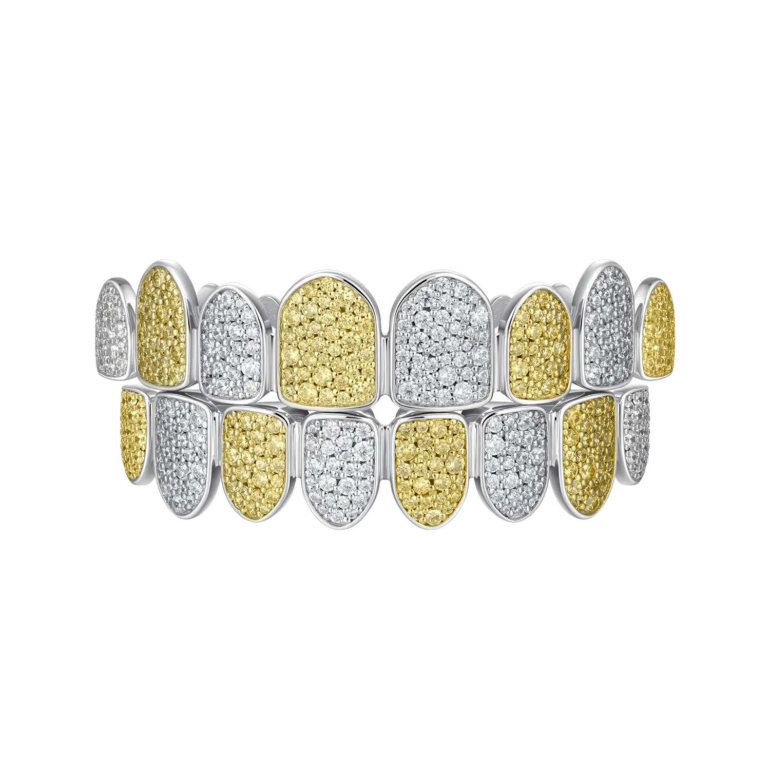 Pre-made Yellow White Irregular Shape Diamond Grillz