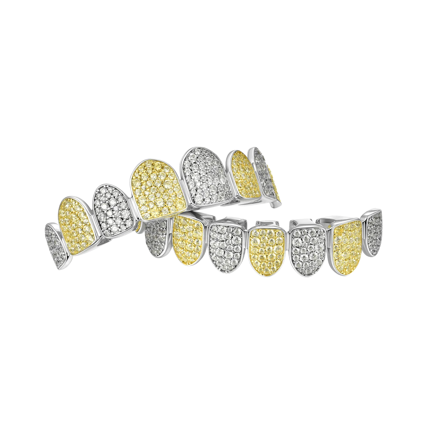 Pre-made Yellow White Irregular Shape Diamond Grillz