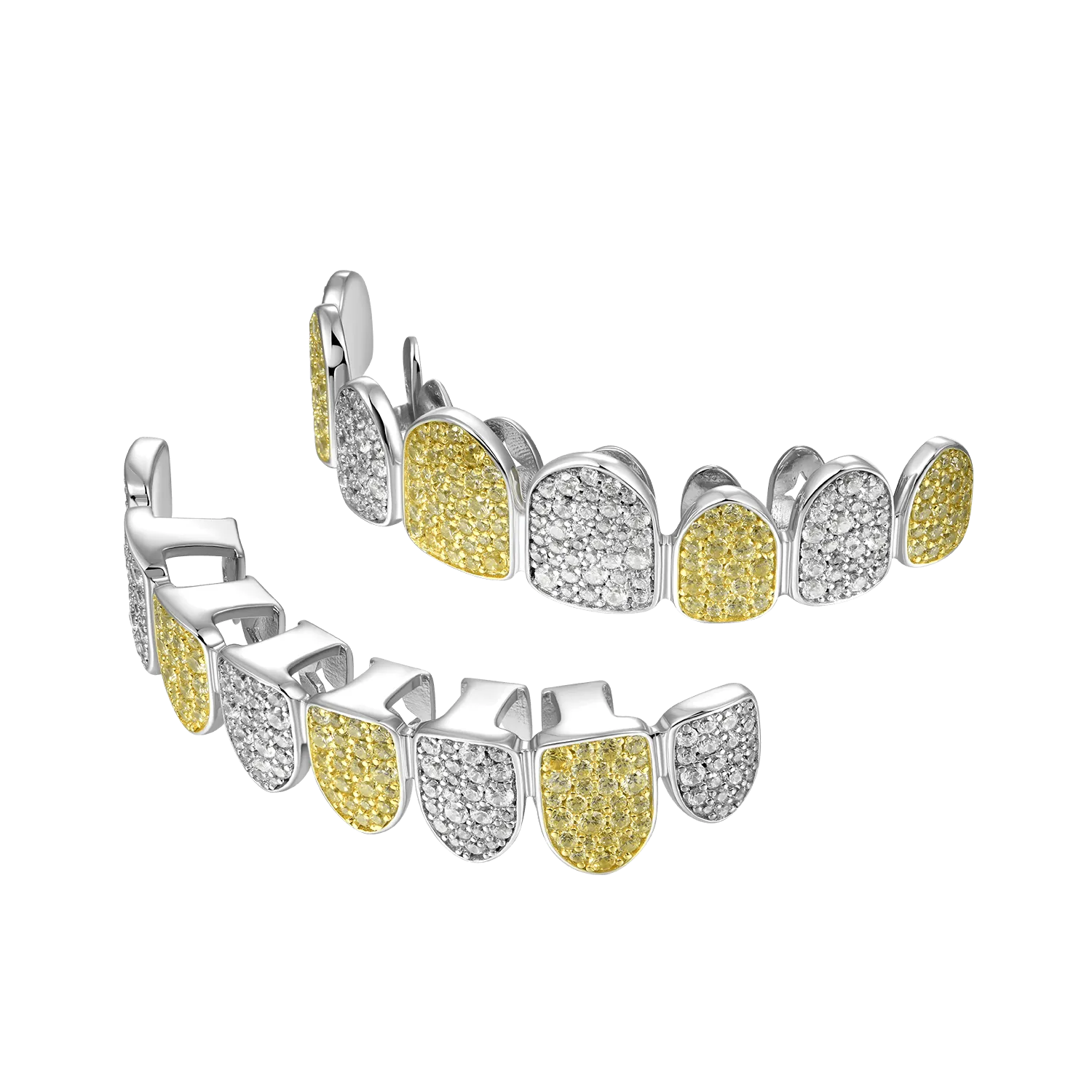 Pre-made Yellow White Irregular Shape Diamond Grillz