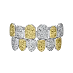 Pre-made Yellow White Irregular Shape Diamond Grillz