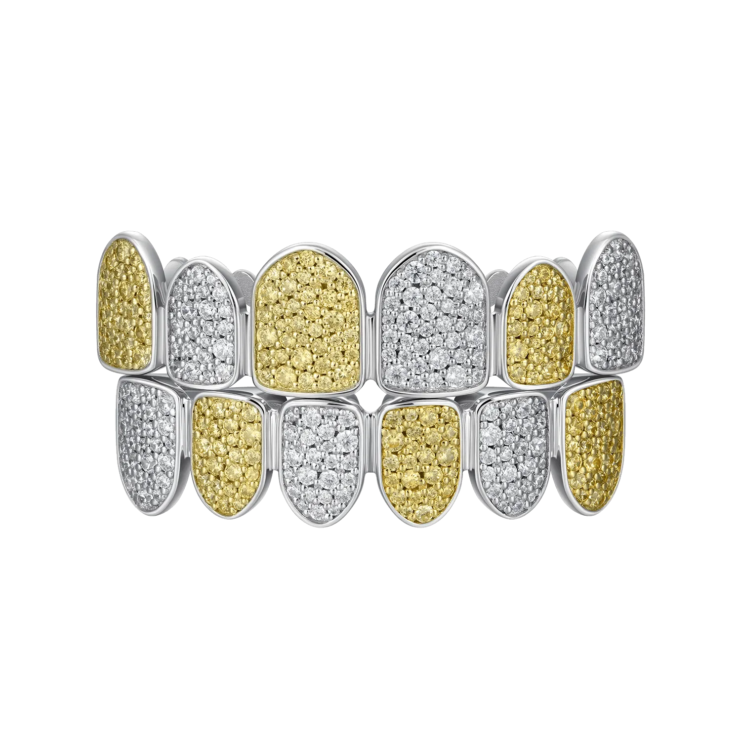Pre-made Yellow White Irregular Shape Diamond Grillz