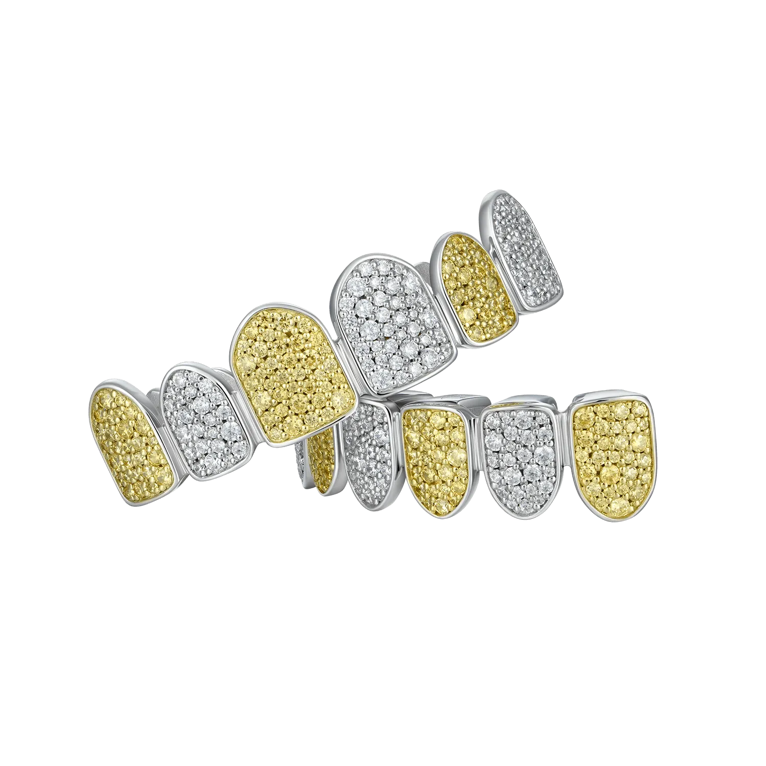 Pre-made Yellow White Irregular Shape Diamond Grillz