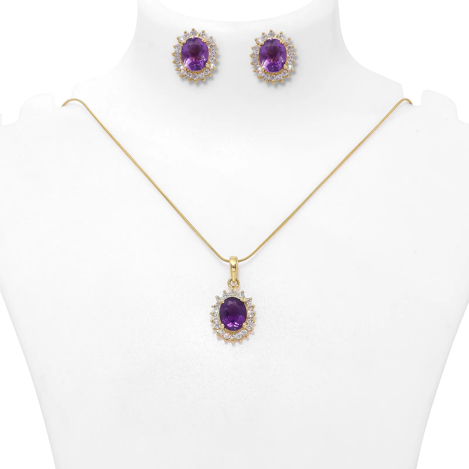 Pure Silver Jewellery Set - Amethyst Oval Majesty
