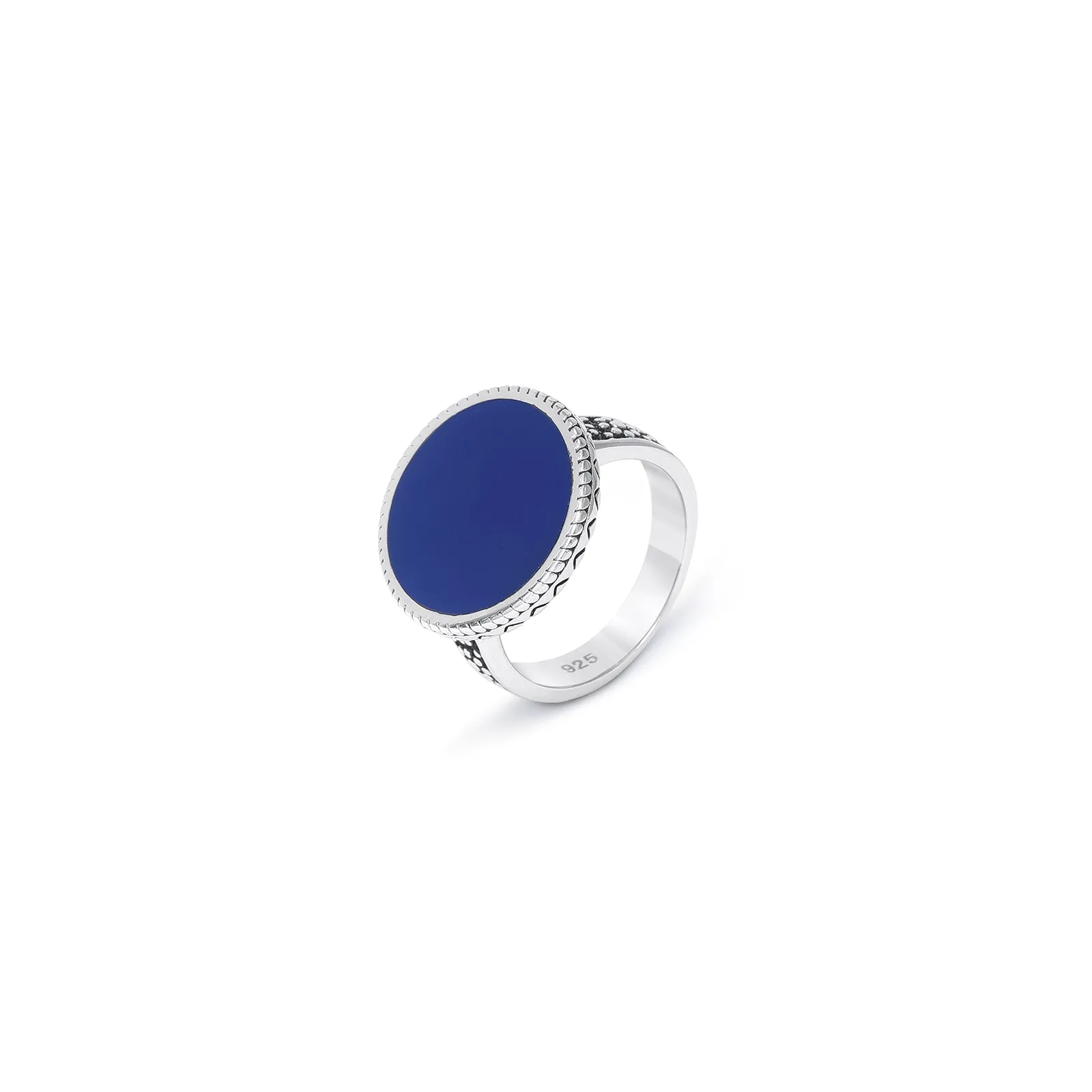 Pure Silver Ring - Rich Blue Onyx Gemstone Band