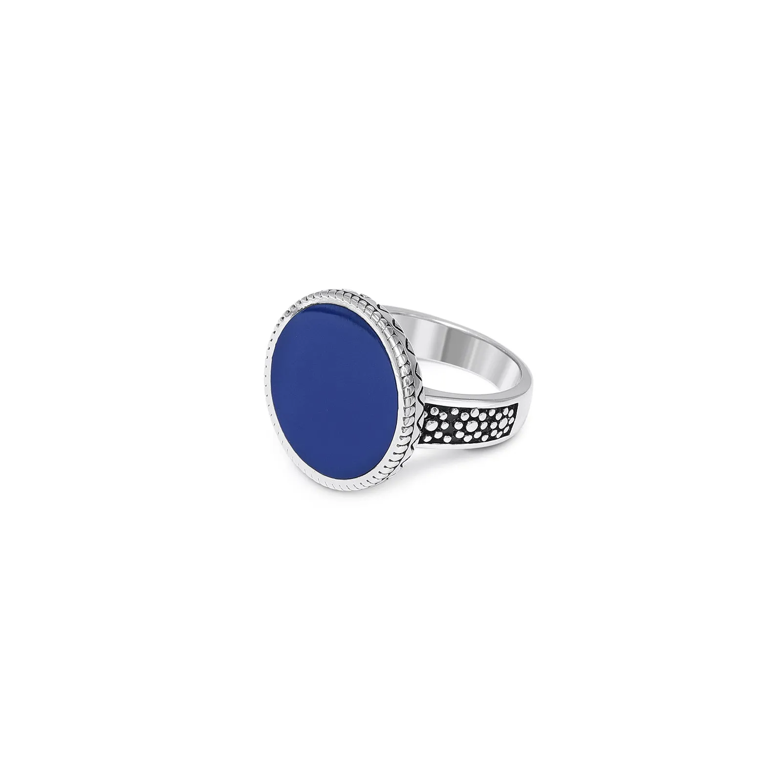 Pure Silver Ring - Rich Blue Onyx Gemstone Band