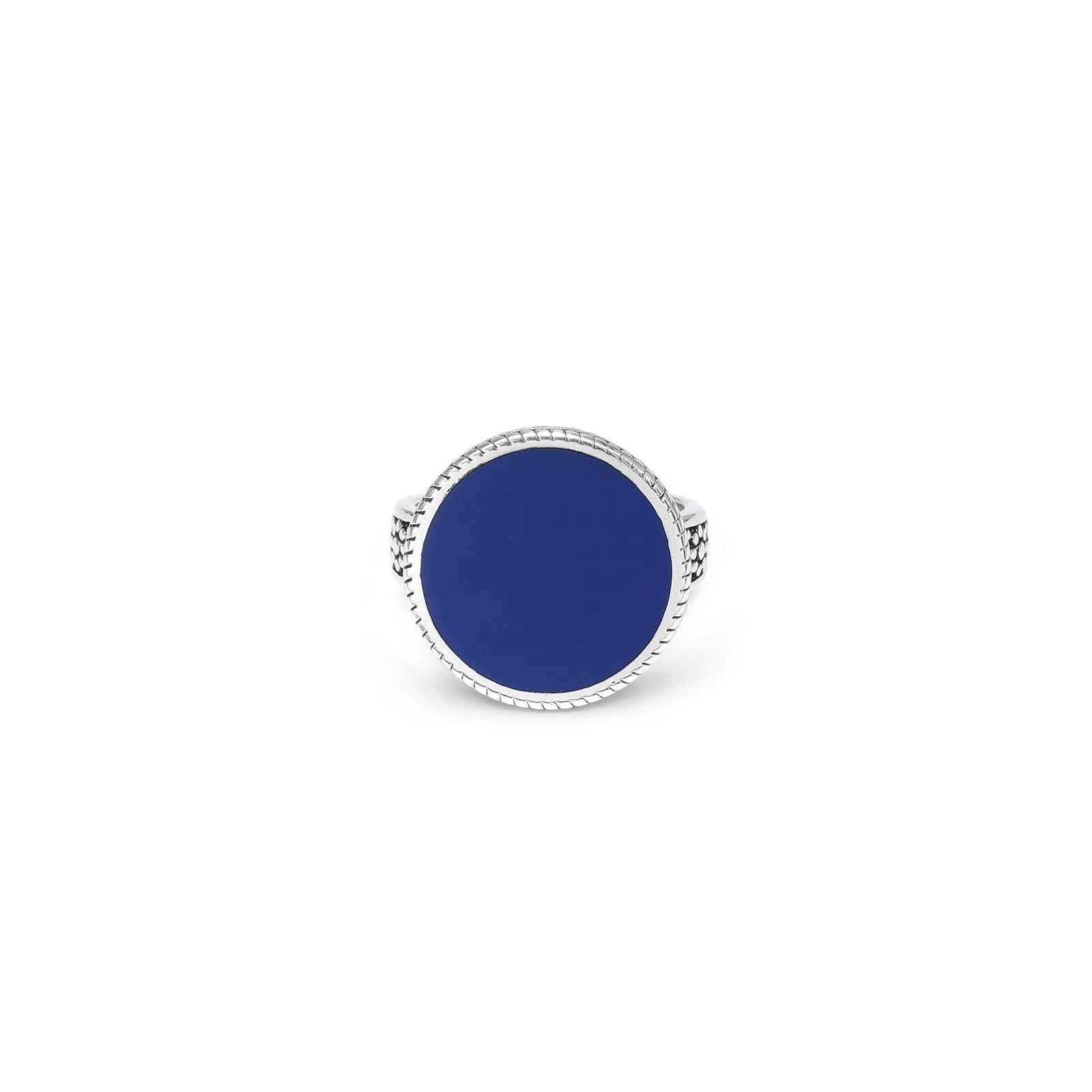 Pure Silver Ring - Rich Blue Onyx Gemstone Band