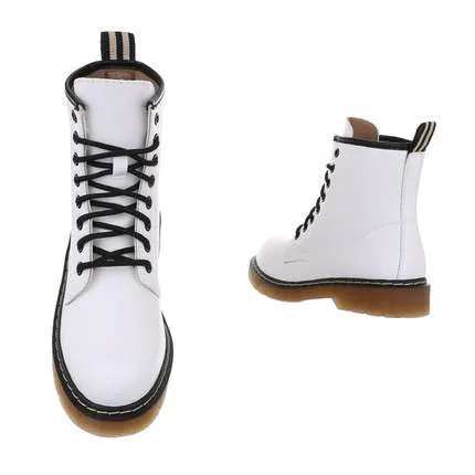 Quinn White Faux Leather Biker Boot