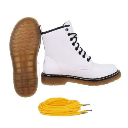 Quinn White Faux Leather Biker Boot