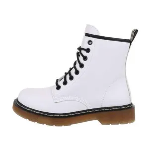 Quinn White Faux Leather Biker Boot