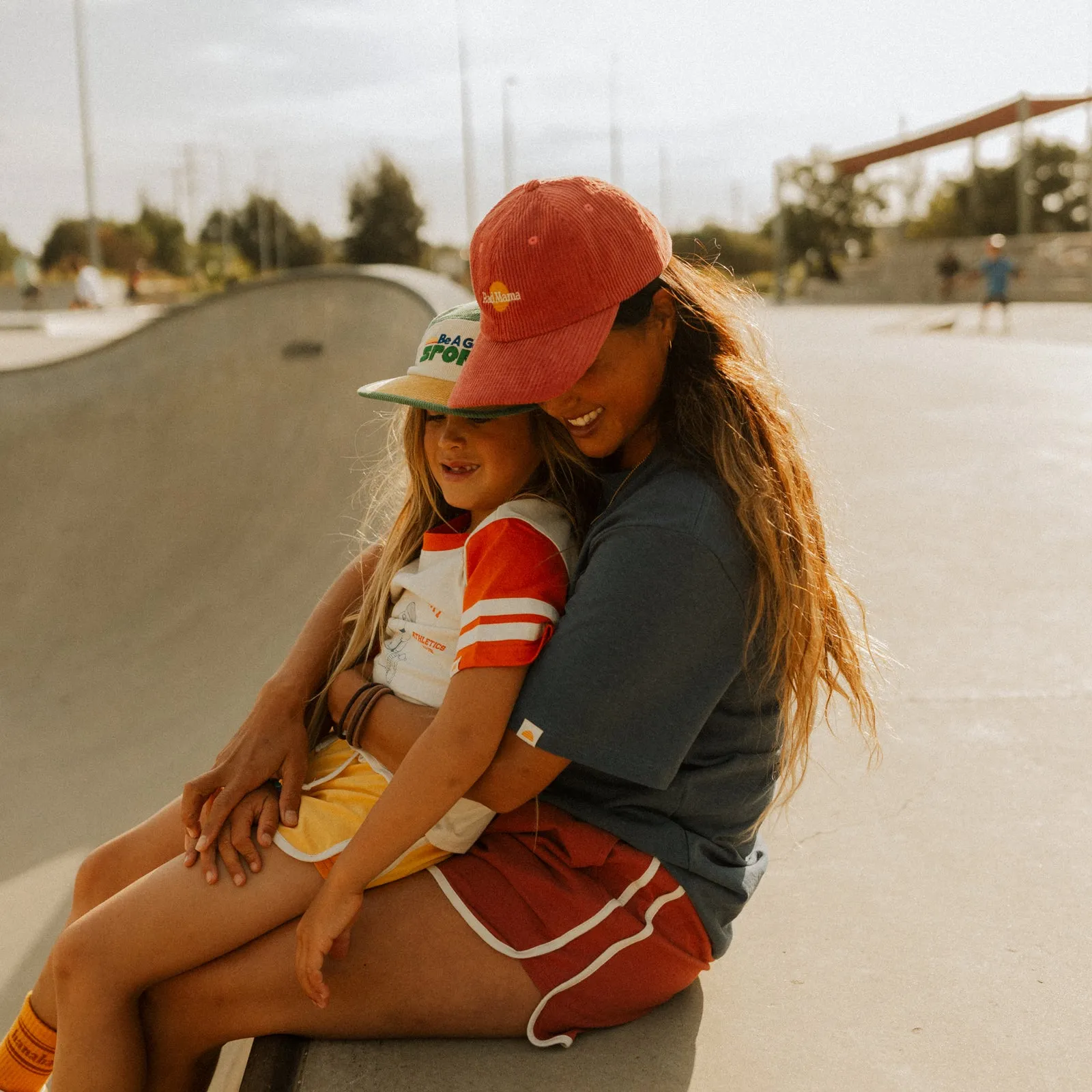 Rad Mama and Rad Kid Cord Cap Bundle - Eco Red