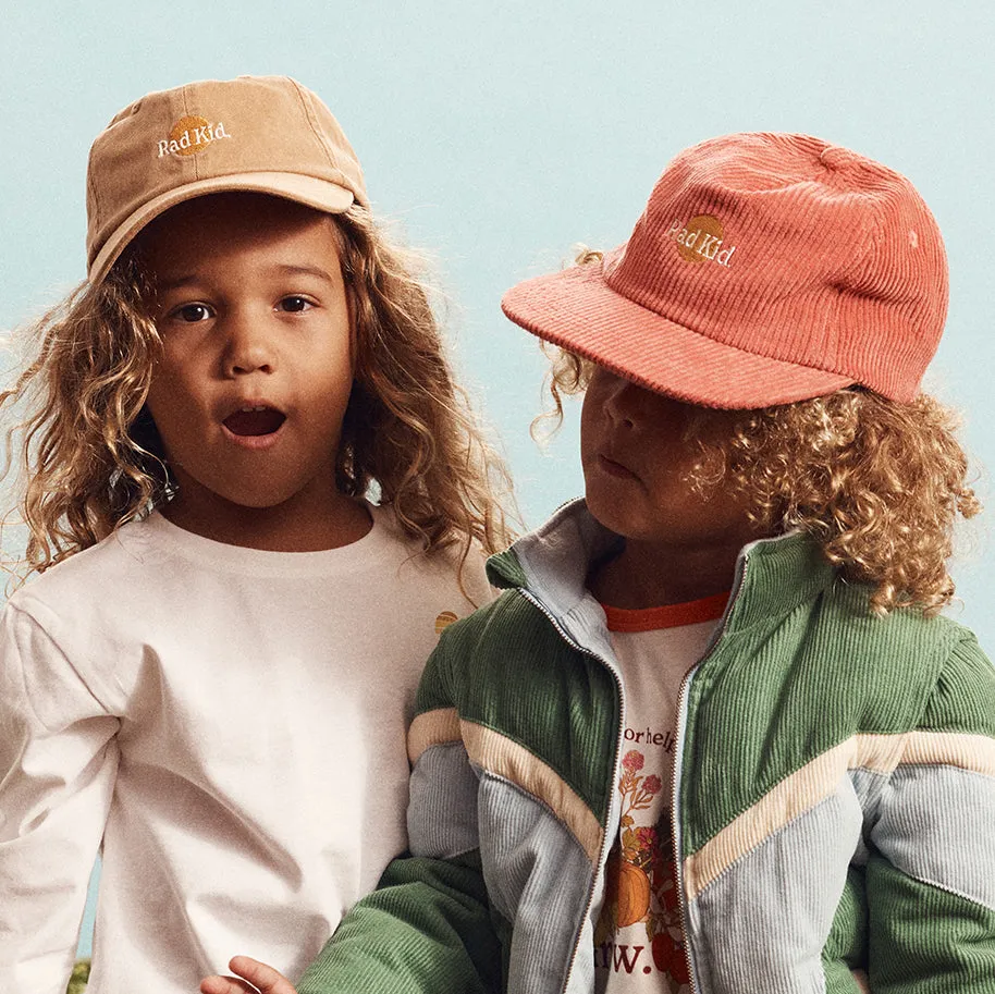 Rad Mama and Rad Kid Cord Cap Bundle - Eco Red