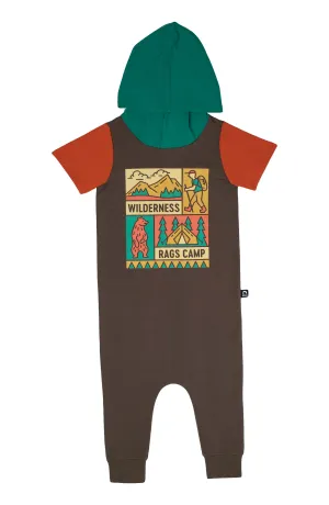 Rags Short Sleeve Hooded Rag Romper in Wilderness Rags Camp