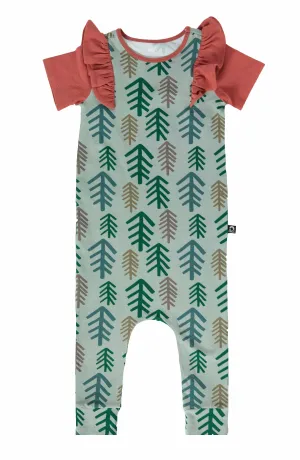 Rags Short Sleeve Ruffle Rag Romper 'Simple Trees'