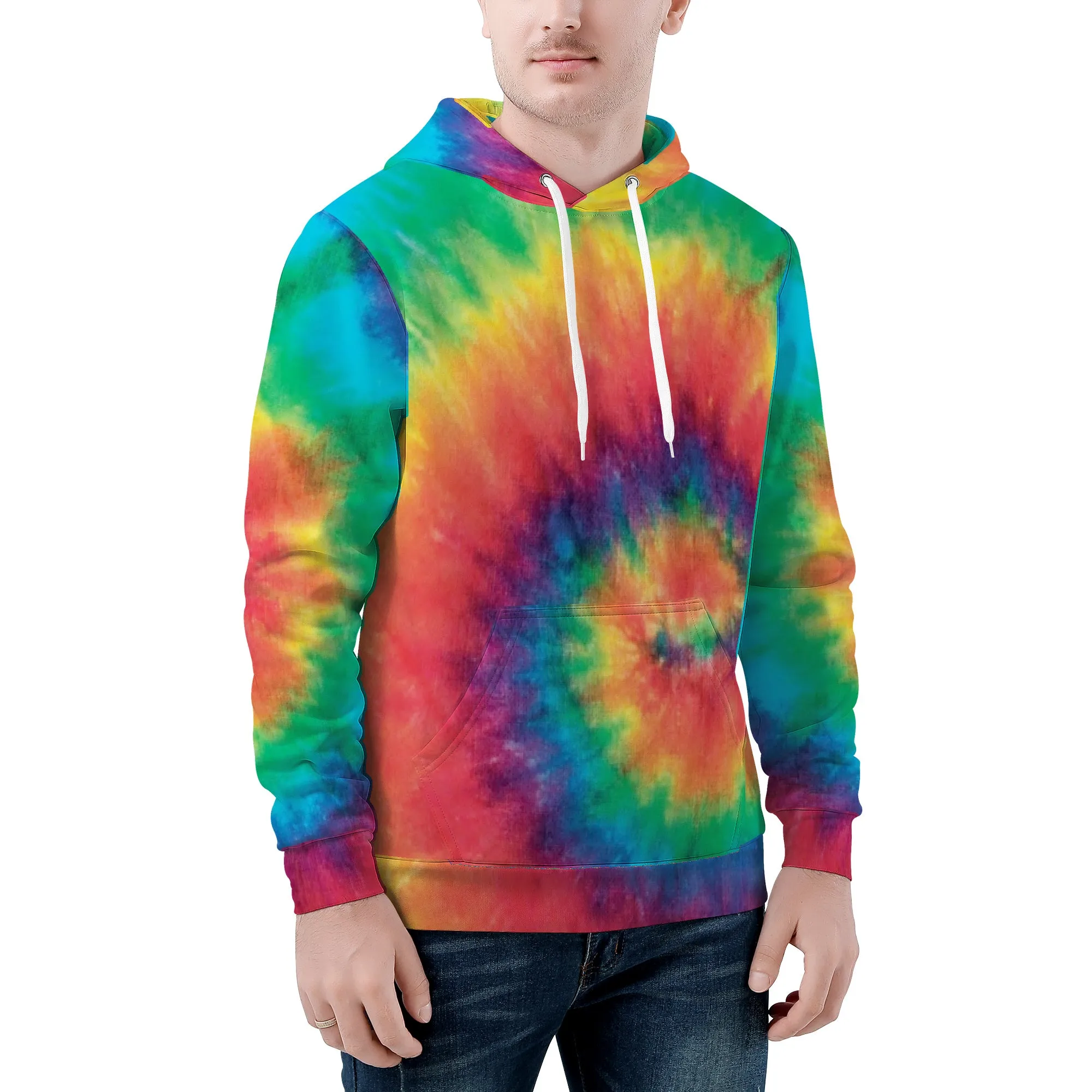 Rainbow Swril Tie Dye Men/Unisex Premium Adult Hoodie