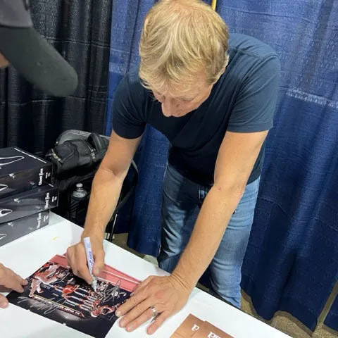 Ralph Macchio/William Zabka Autographed "Karate Kid" 8X10 Photo (Finals)