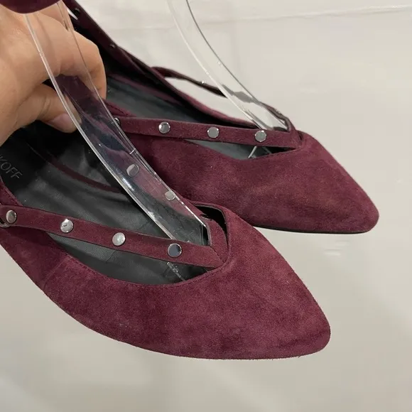 Rebecca Minkoff Faye Studded Flat Dark Maroon 7.5