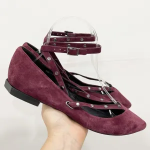 Rebecca Minkoff Faye Studded Flat Dark Maroon 7.5