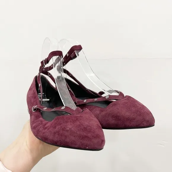 Rebecca Minkoff Faye Studded Flat Dark Maroon 7.5