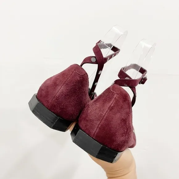 Rebecca Minkoff Faye Studded Flat Dark Maroon 7.5