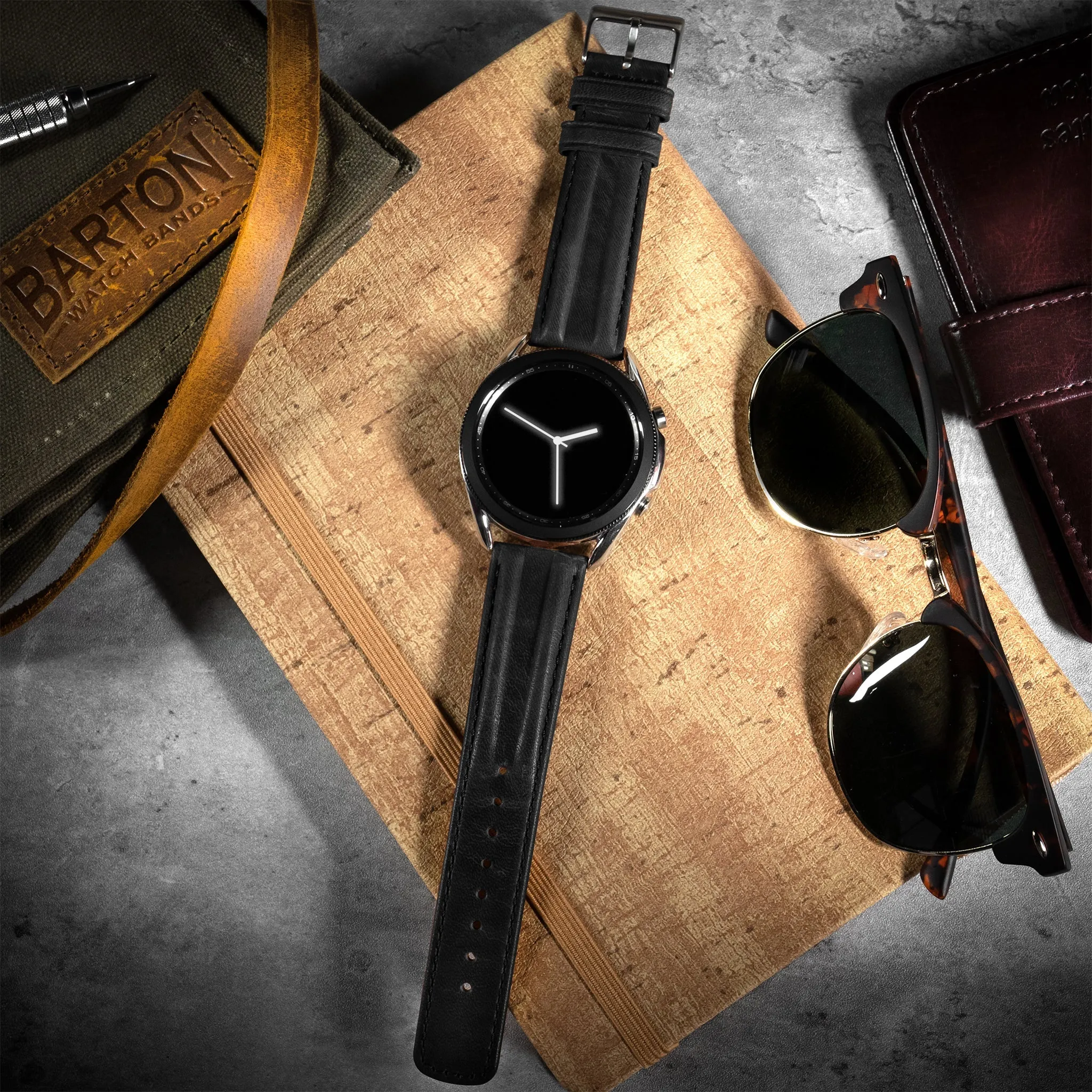 Samsung Galaxy Watch Active Classic Horween Leather Black Watch Band
