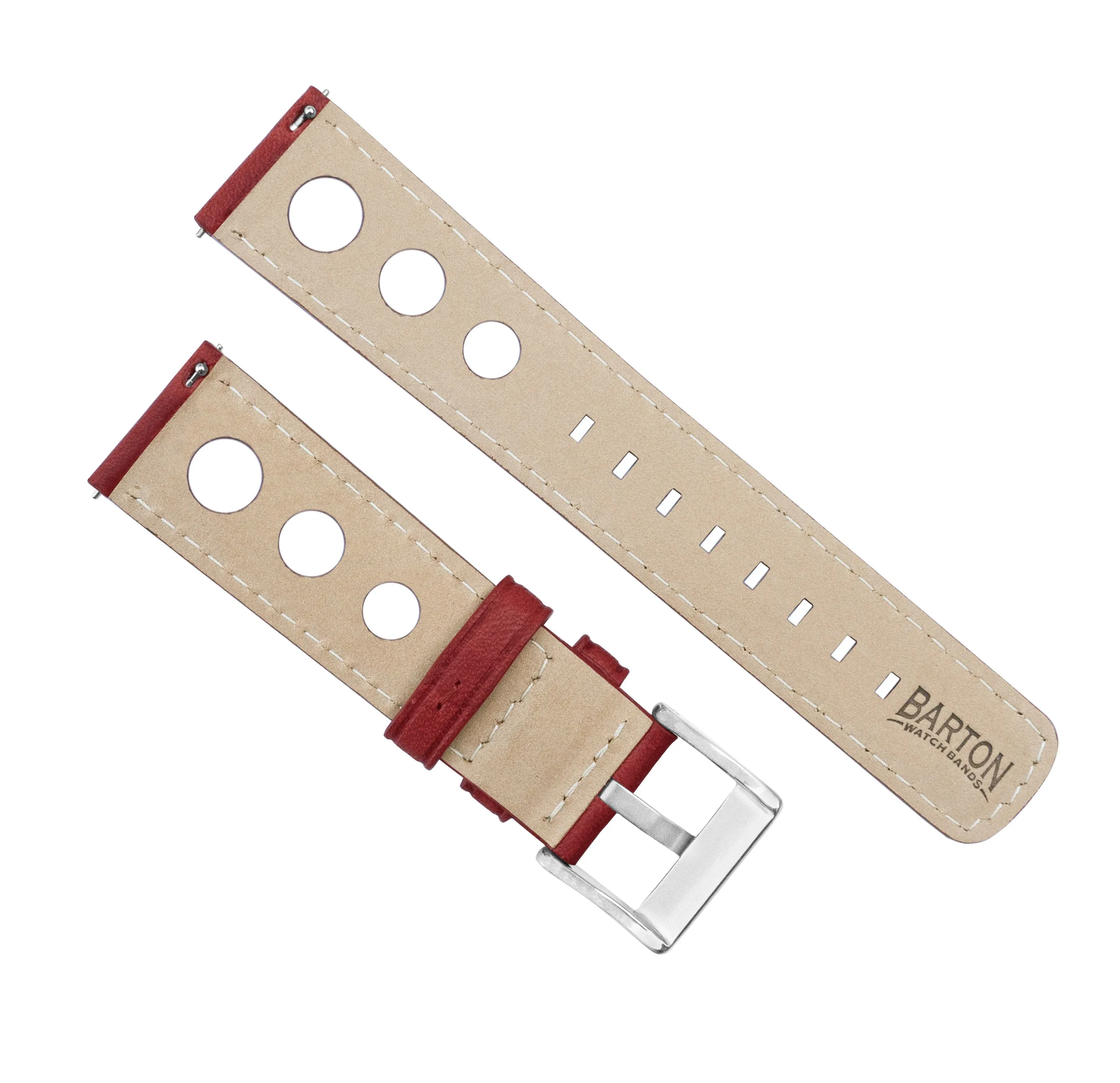 Samsung Galaxy Watch5 Rally Horween Leather Crimson Red Watch Band