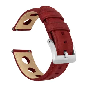 Samsung Galaxy Watch5 Rally Horween Leather Crimson Red Watch Band