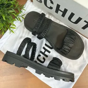 Schutz Lirah Leather Sporty Slide Sandals Size 10