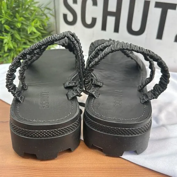 Schutz Lirah Leather Sporty Slide Sandals Size 10